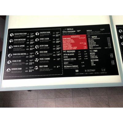 Chamiarnia - Menu Board 