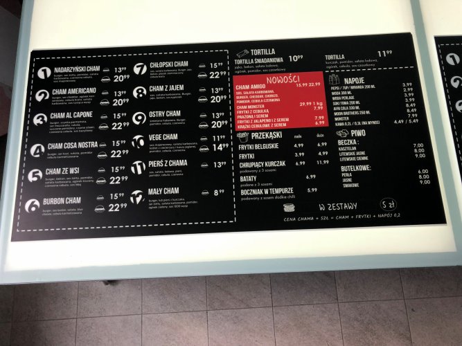 Chamiarnia - Menu Board 