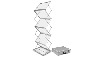 Stojak na ulotki Montana A3 w walizce - srebrny 