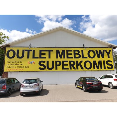 Baner reklamowy powlekany Super Komis Outlet Meblowy Zabrze ul. Hagera 12a