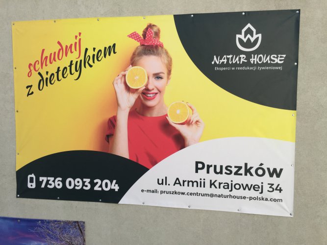 Nature House - Baner powlekany montaż naścienny z podnośnika